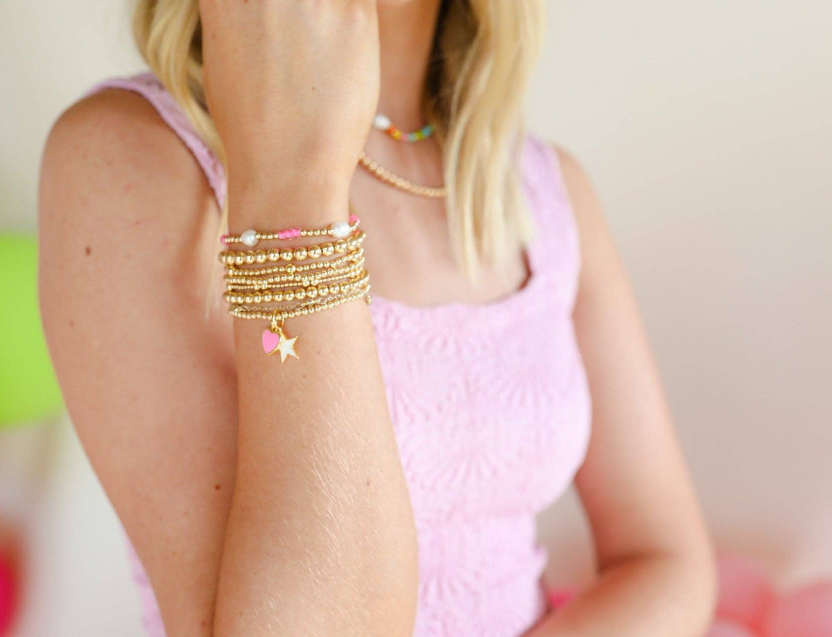Hot Pink Pearl Poppi Bracelet: Standard 6.75 inch