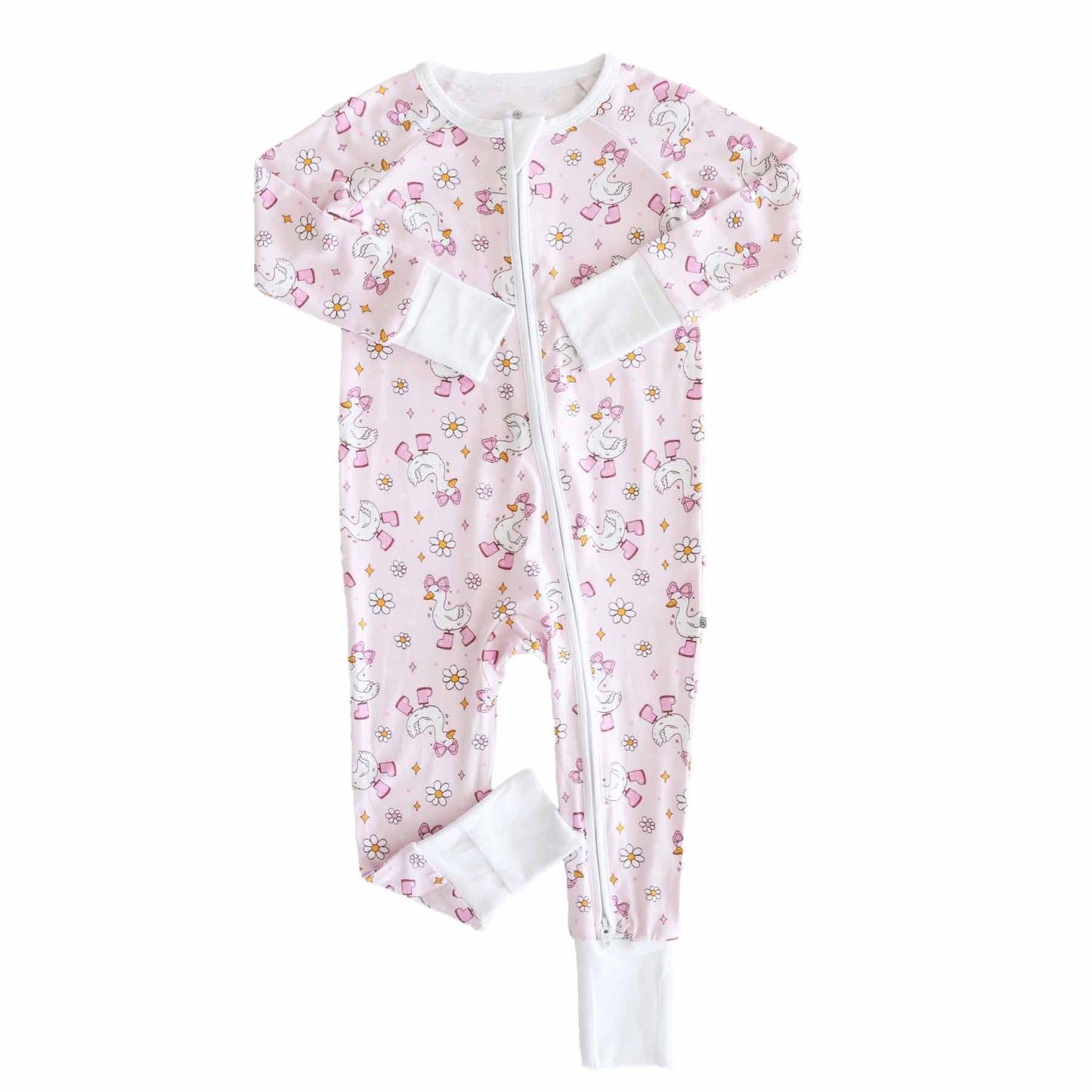 Silly Goose Convertible Zip Romper | Pink: 6-12 months - Persnickety Shop