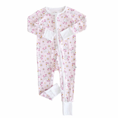 Silly Goose Convertible Zip Romper | Pink: 6-12 months - Persnickety Shop