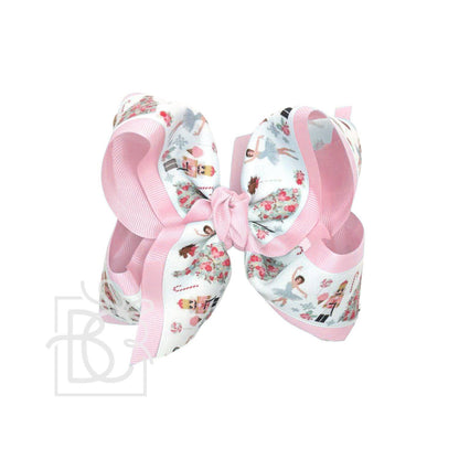 Layered Christmas Nutcracker Pastel Bow on Alligator Clip: Light Blue / 4.5" Large - Persnickety Shop