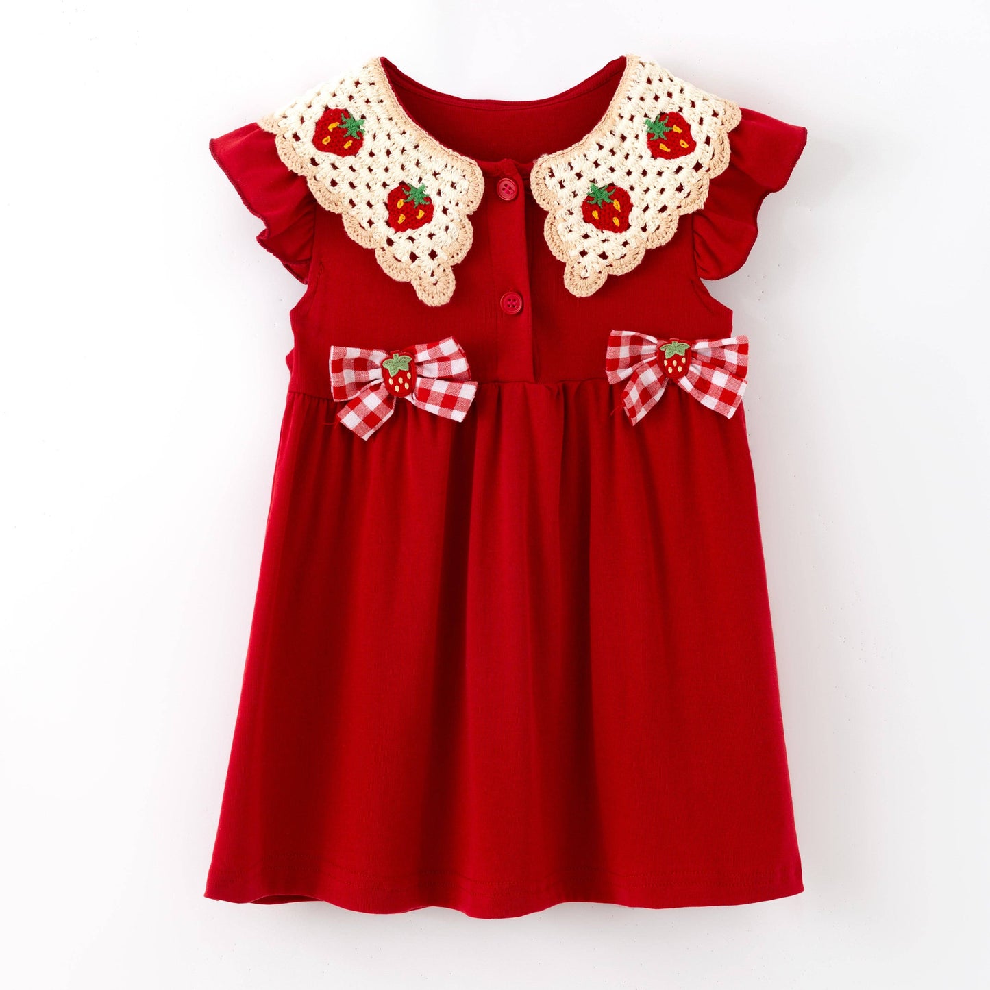 Spring Strawberry Bow Baby Girl Dress: 12M - Persnickety Shop