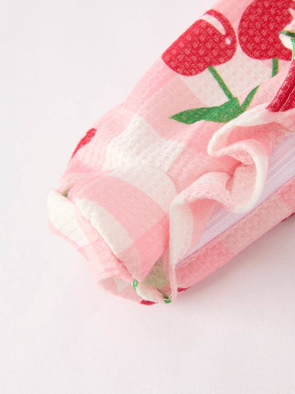 Waffle Cherry Plaid Girls' Romper: 3M - Persnickety Shop