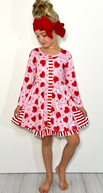 Heart Lollipop Girls Dress Valentine's