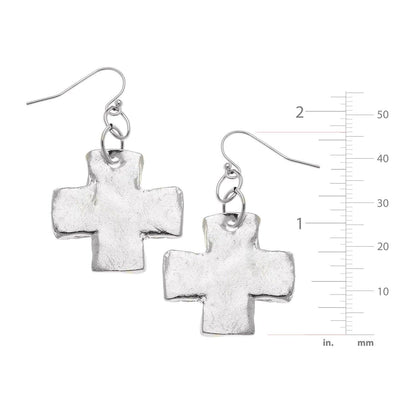 Square Cross Earrings: Gold
