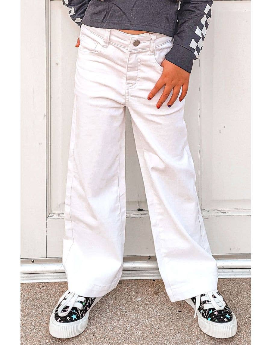 GCP-23-89123B Girls Bulk Wide Leg Denim Jean Pants: White / 7 - Persnickety Shop