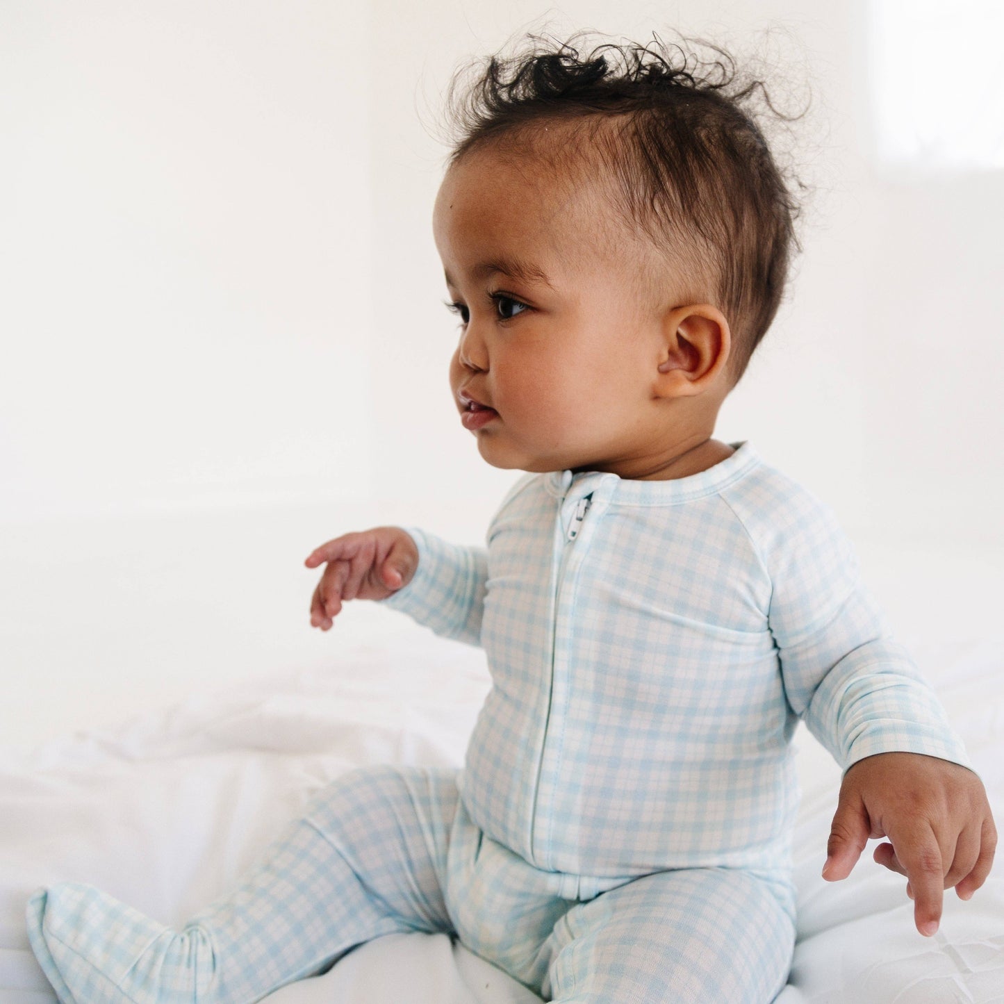 Coastal Check Bamboo Sleeper: 6-12M - Persnickety Shop