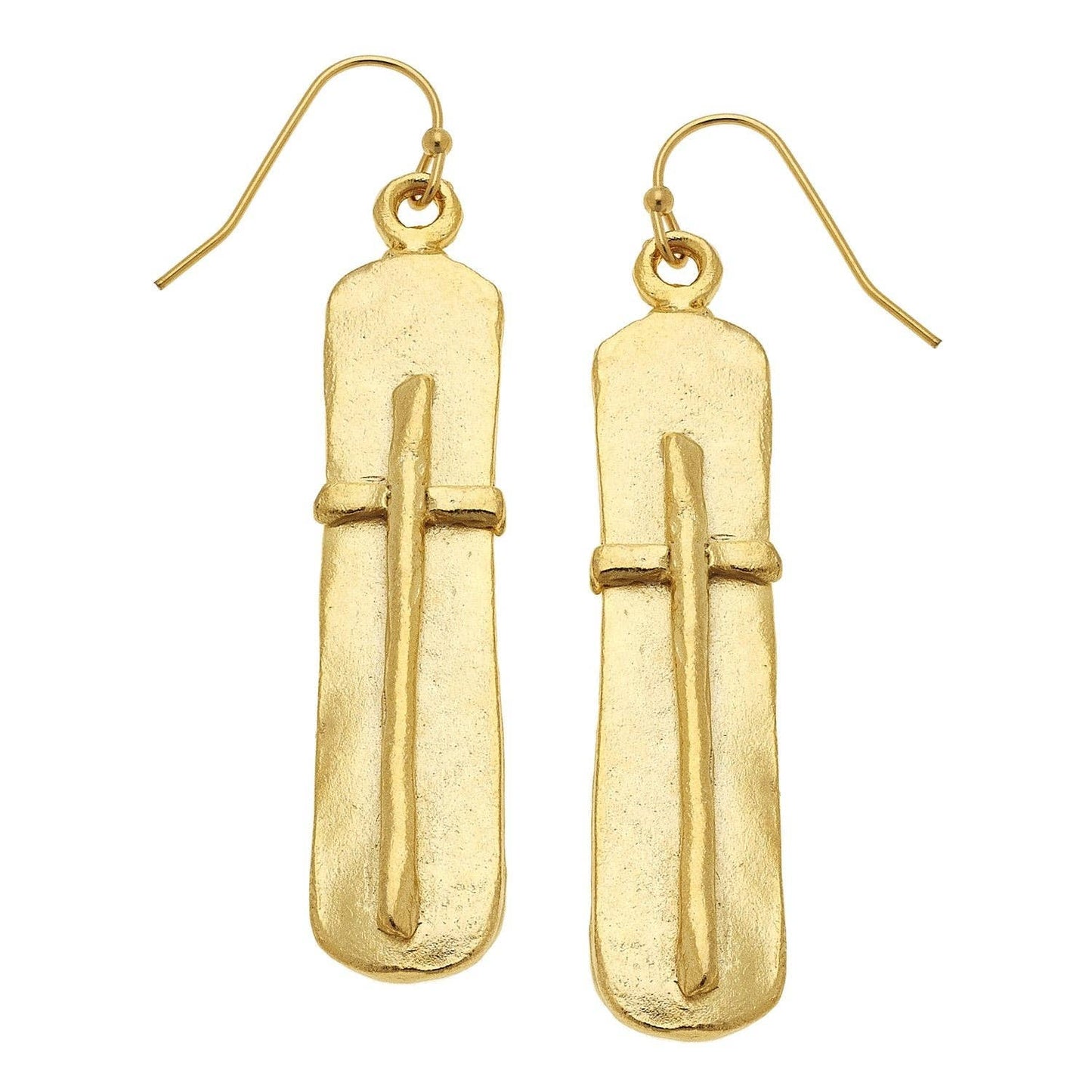 Bar Cross Earrings: Gold