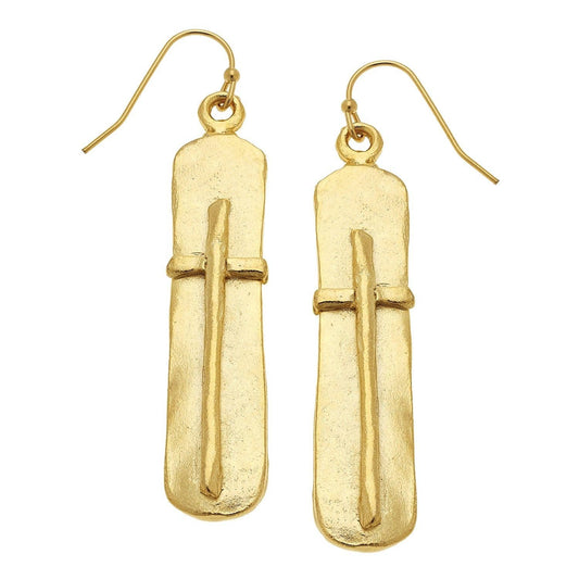 Bar Cross Earrings: Gold