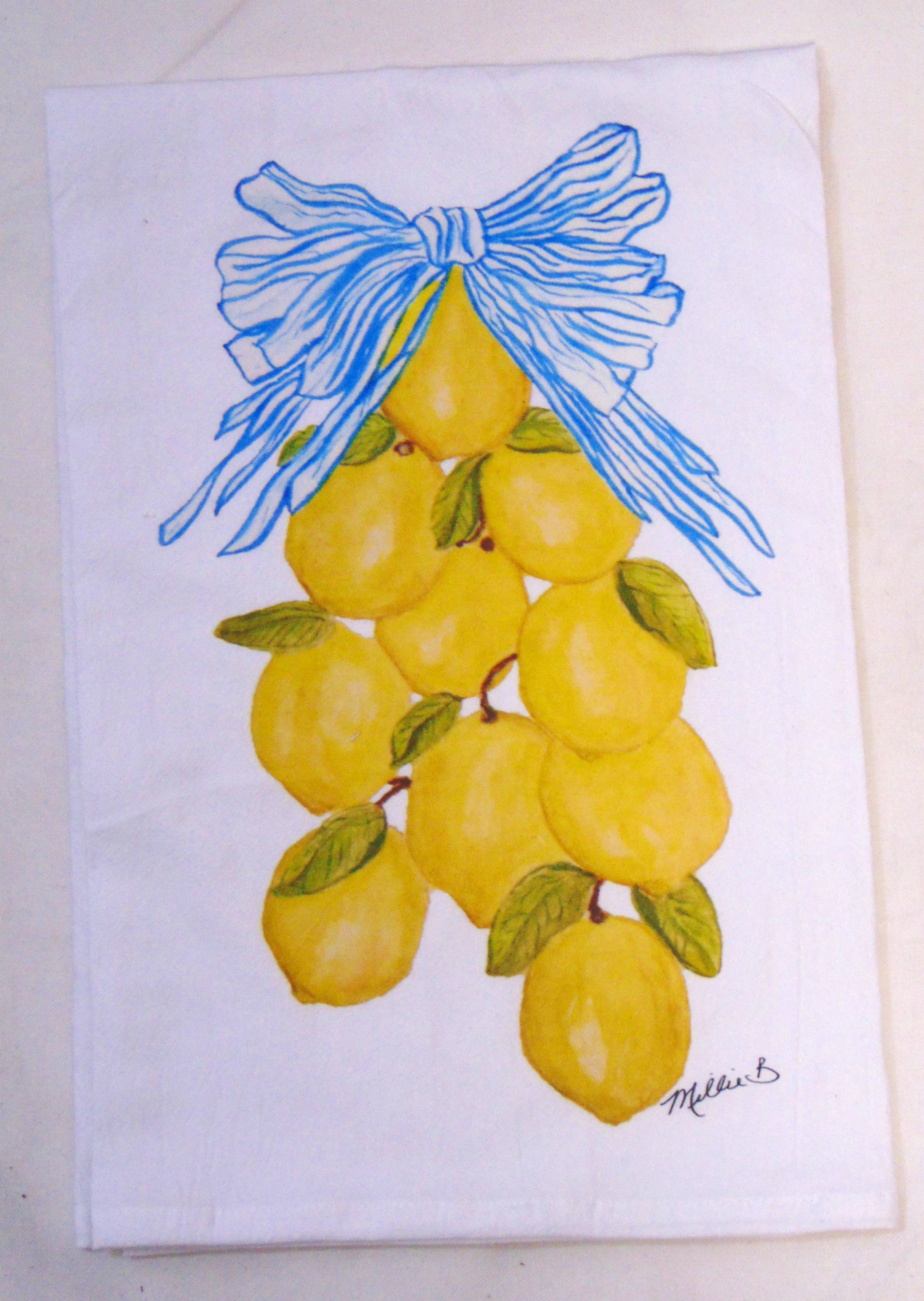 Limited Edition Lemon Garland on White Flour Sack Towel - Persnickety Shop