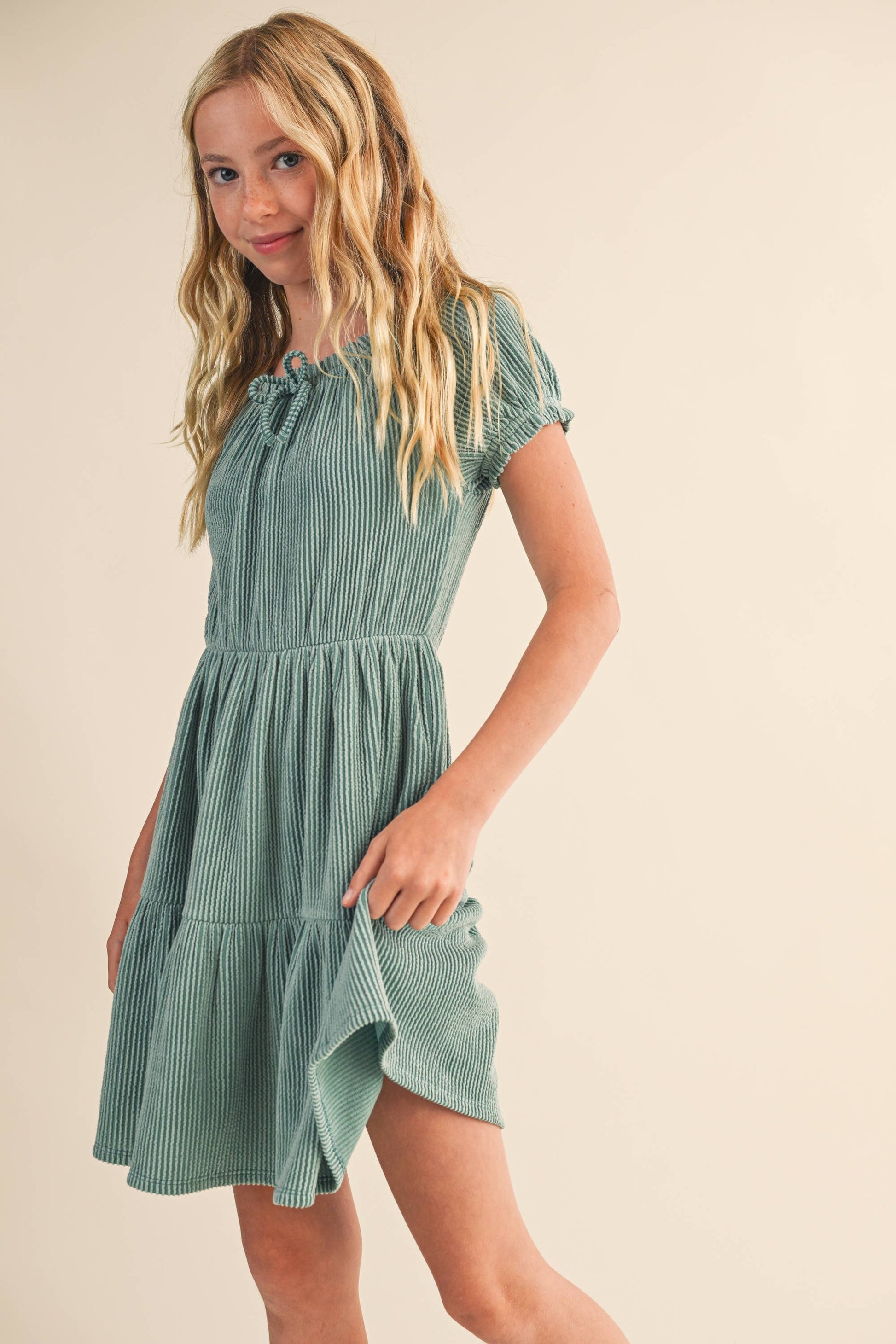 TWEEN KIDS GIRLS PUFF SLV TIERED DRESS (7-12): 8 - Persnickety Shop