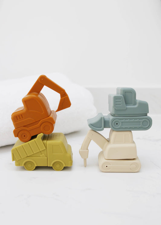 Construction Vehicle Mold Free Silicone Bath Toy Set  - Persnickety Shop