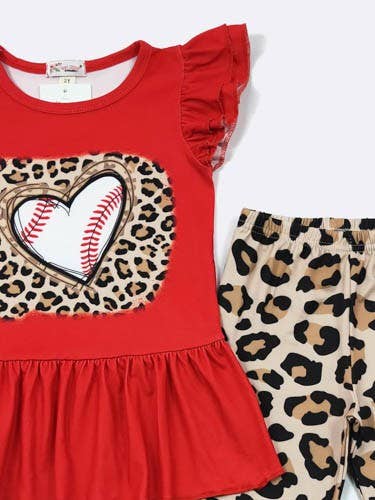 Heart Baseball Leo Girls Set