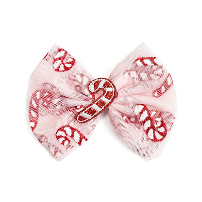 Sweet Wink Candy Cane Confetti Christmas Tulle Bow Clip - Hair Bows - Persnickety Shop
