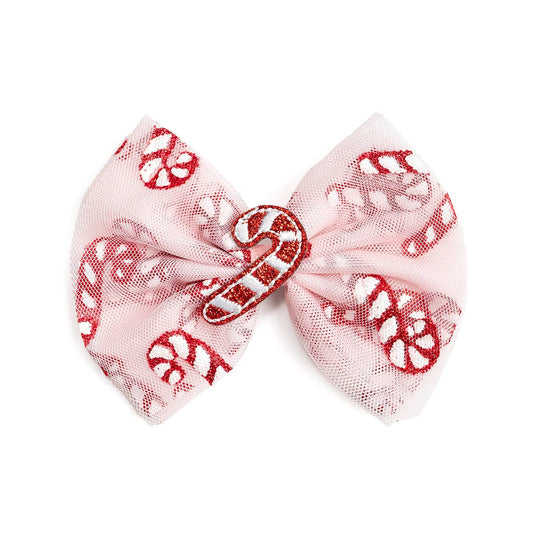 Sweet Wink Candy Cane Confetti Christmas Tulle Bow Clip - Hair Bows - Persnickety Shop