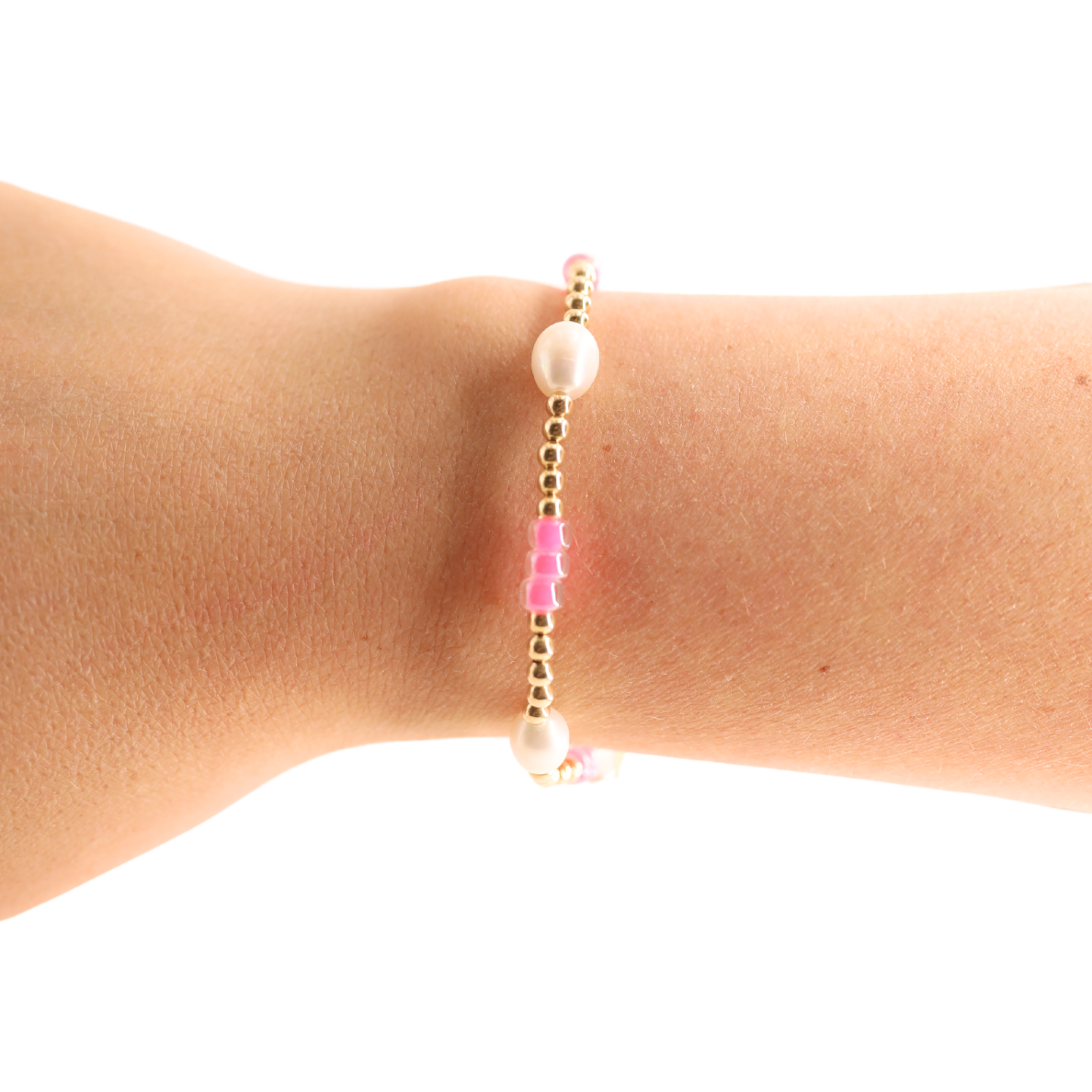 Hot Pink Pearl Poppi Bracelet: Standard 6.75 inch