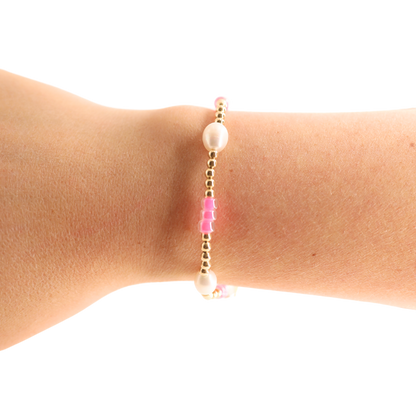 Hot Pink Pearl Poppi Bracelet: Standard 6.75 inch