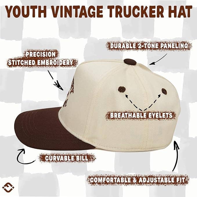 Kids/Baby Two Tone Vintage Cap: Country Cowboy - Brown/Beige: Teens (12-18 Years)