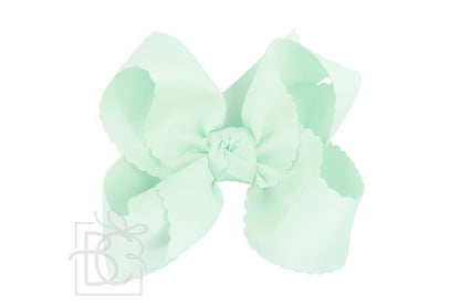 SCALLOPED EDGE BOW: Powder Mint / 5.5" Extra Large - 2.25" Ribbon on Alligator Clip