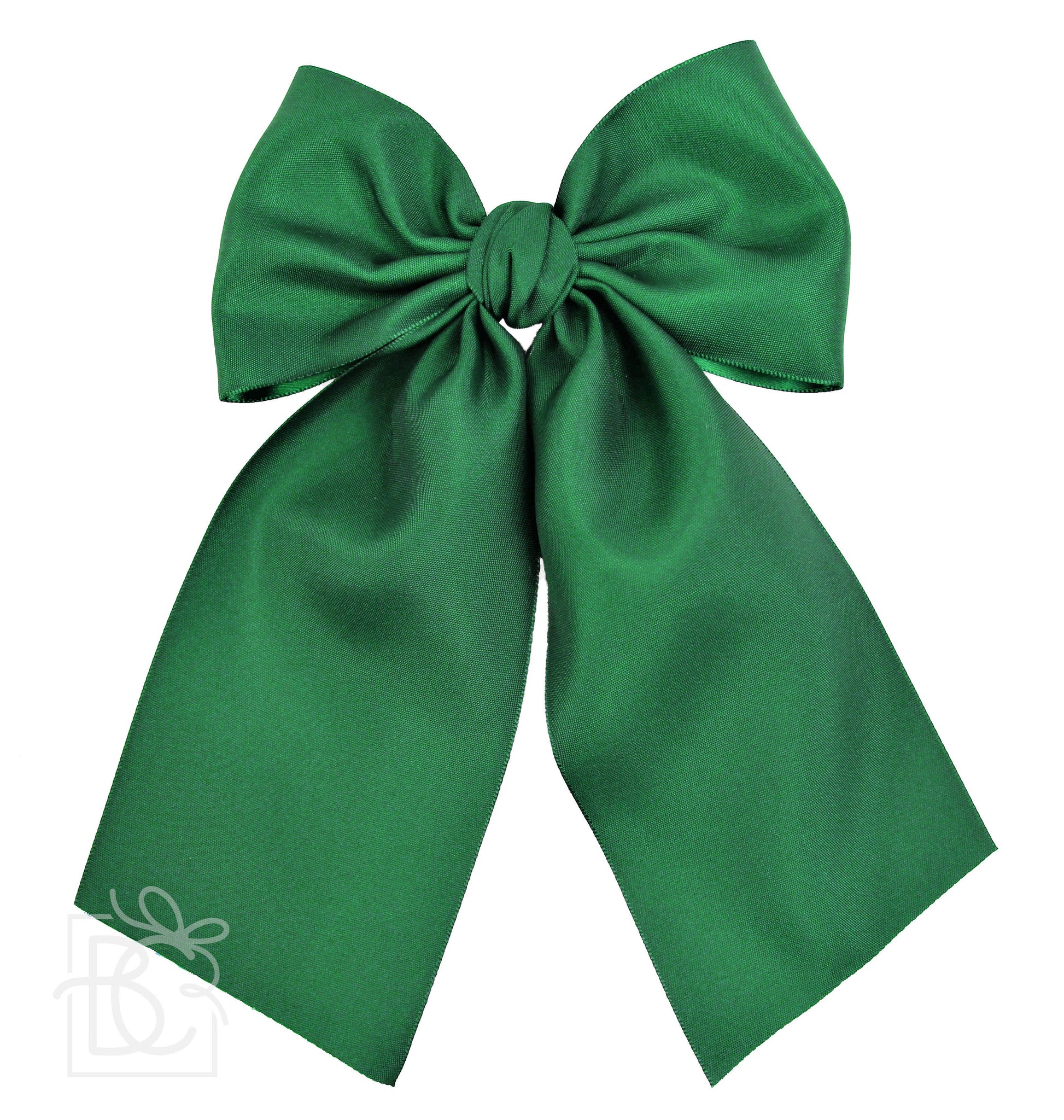 OPAQUE SATIN BOW W/ EURO KNOT & TAILS ON ALLIGATOR CLIPS: Antique White / 4.5" Large - Persnickety Shop
