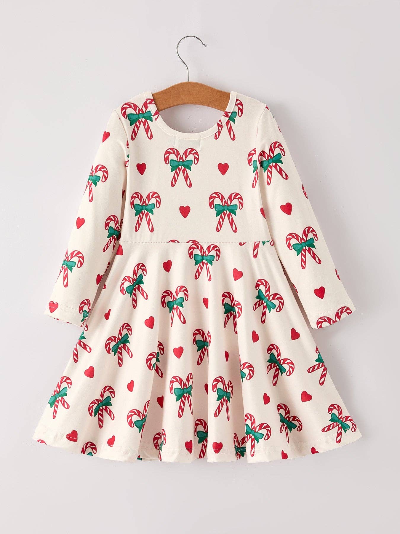 Candy Cane & Heart Christmas Girls Dress: 2 - Persnickety Shop