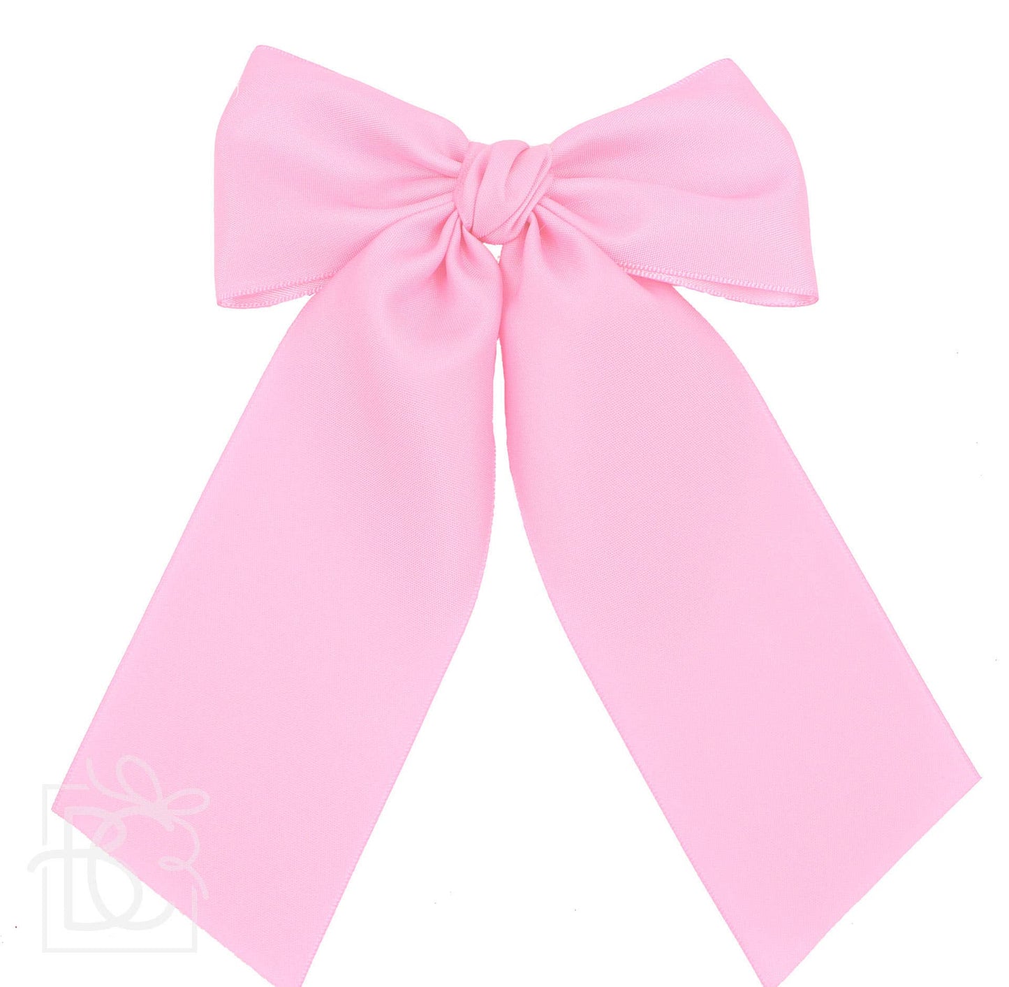 OPAQUE SATIN BOW W/ EURO KNOT & TAILS ON ALLIGATOR CLIPS: Powder Pink / 4.5" Large - Persnickety Shop