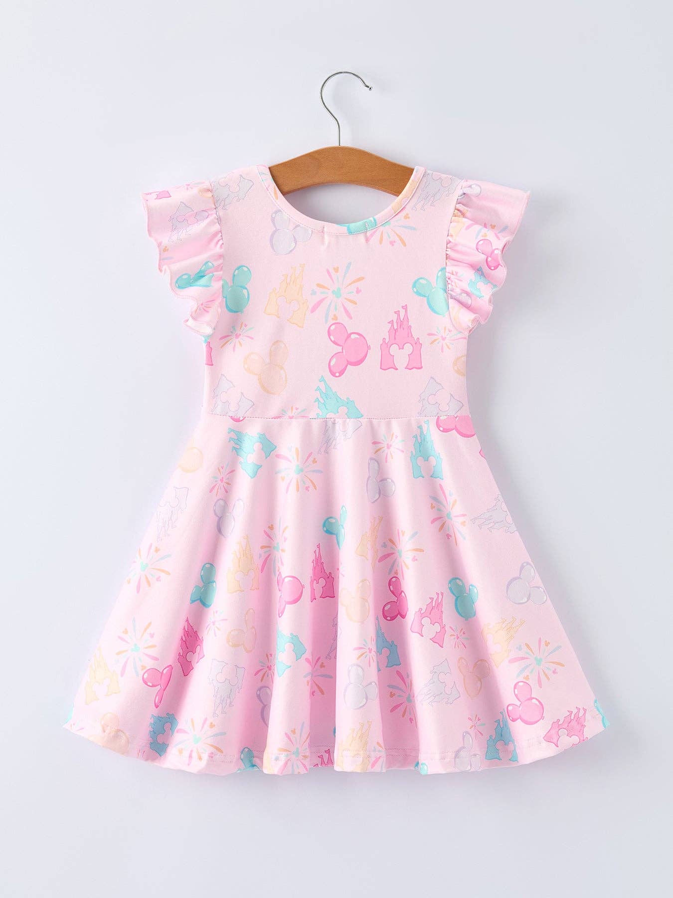 Spring Pink Theme Park Print Girls Twirl Dress: 4 - Persnickety Shop