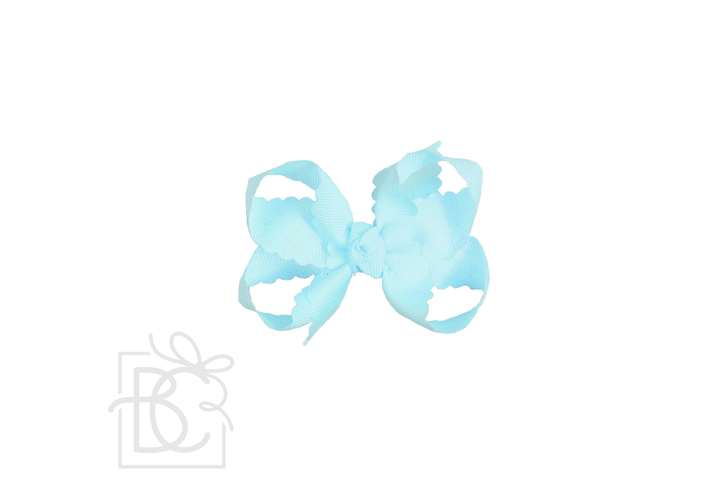 SCALLOPED EDGE BOW: Powder Mint / 4.5" Large - 1.5" Ribbon on Alligator Clip