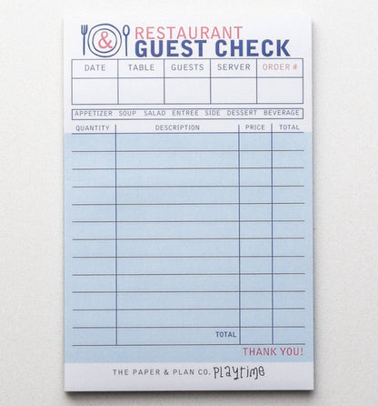 Restaurant Guest Check Playtime Pad®