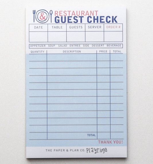 Restaurant Guest Check Playtime Pad®