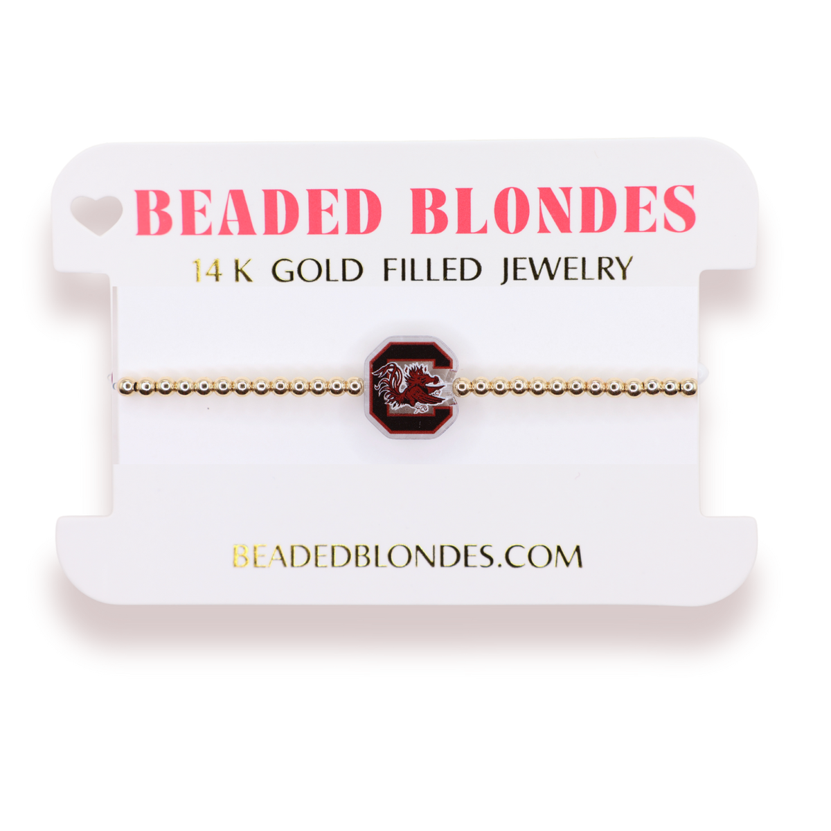 South Carolina Logo Bracelet on Gold: Standard 6.75 Inch