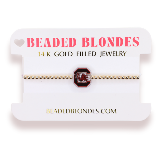 South Carolina Logo Bracelet on Gold: Standard 6.75 Inch