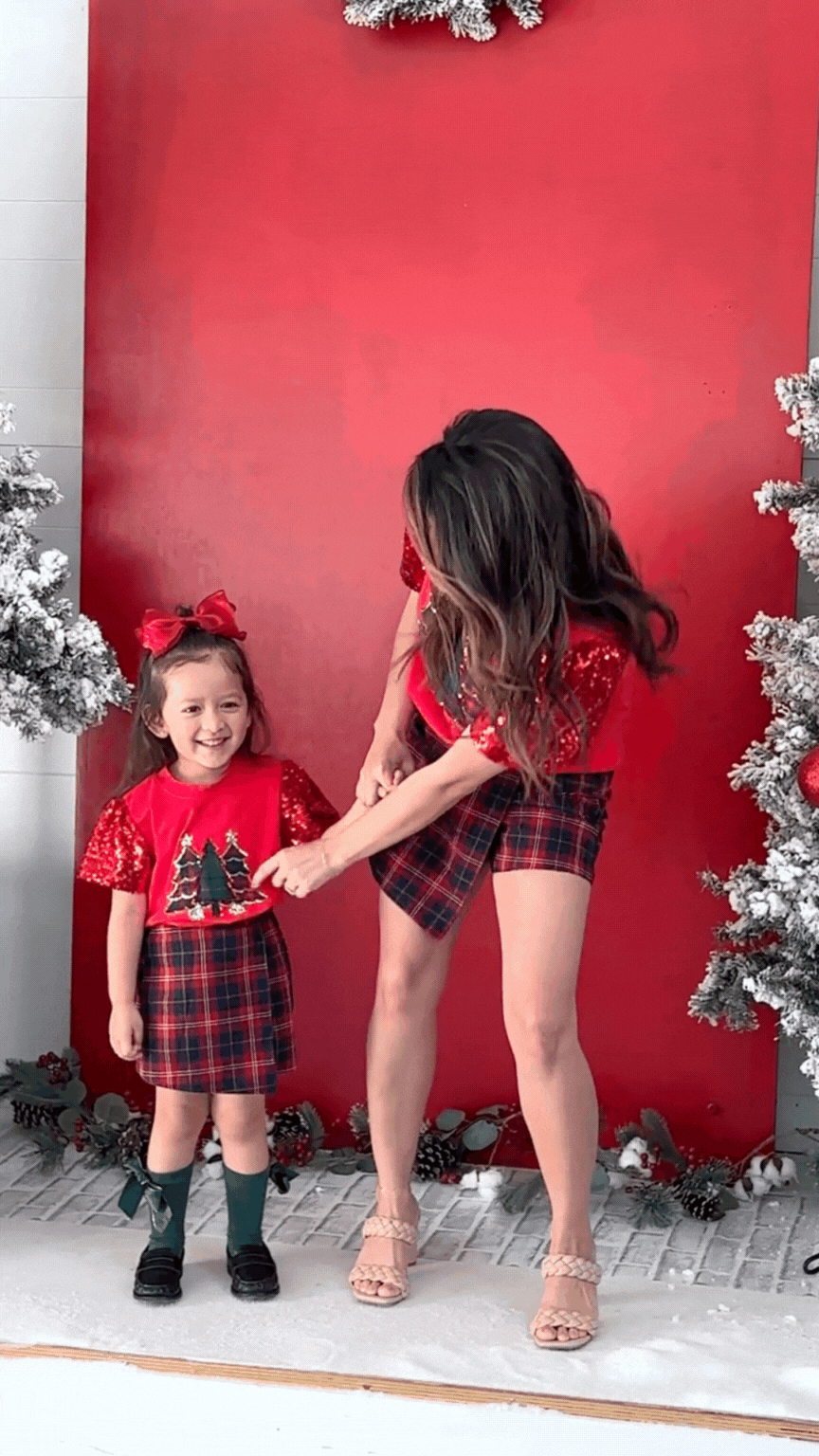 Kids' Festive Forest on Princess Top, Red - Persnickety Shop