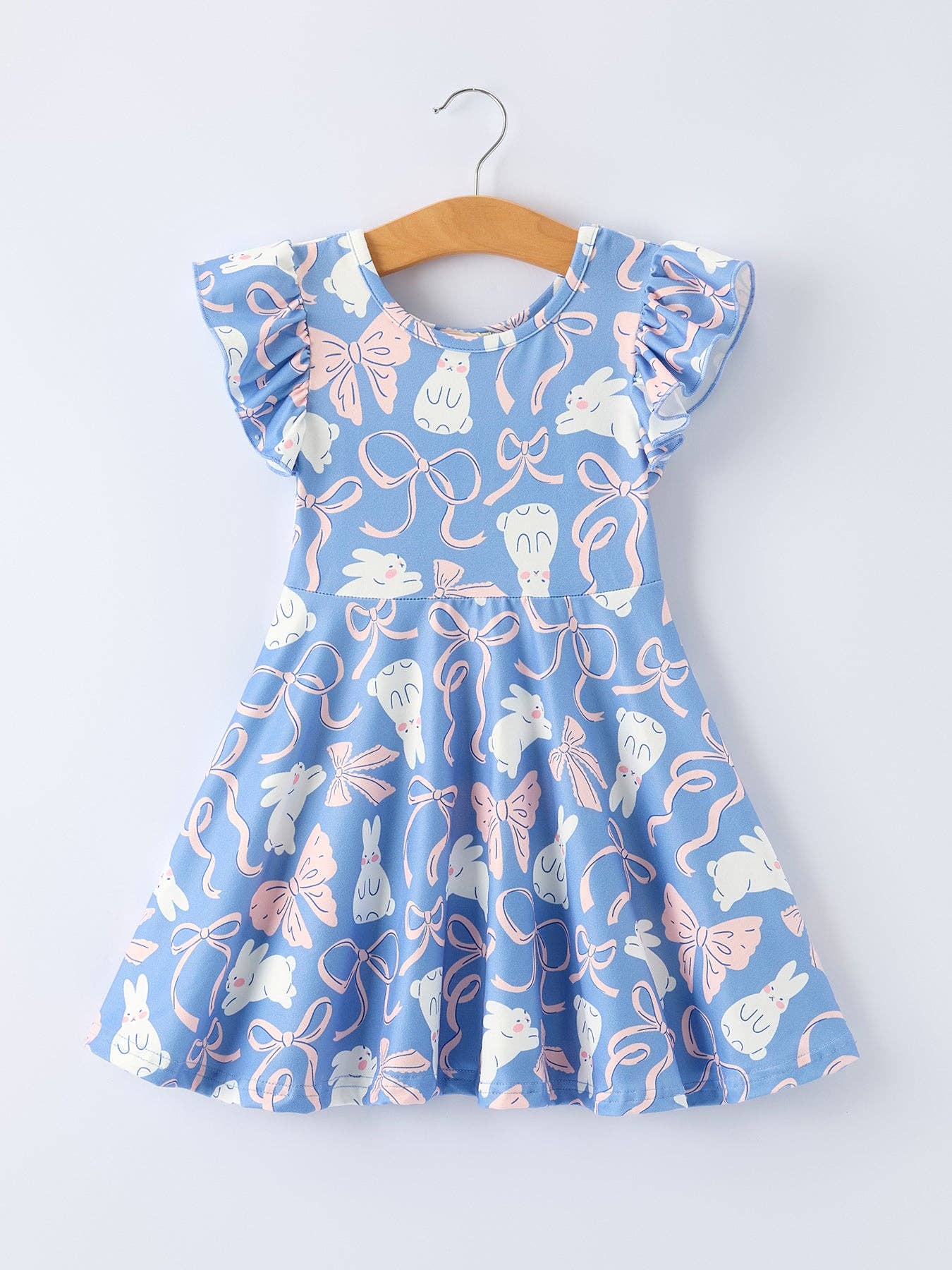 Easter Bunny Bow Pastel Girls Ruffle Hem Dress: 2 - Persnickety Shop