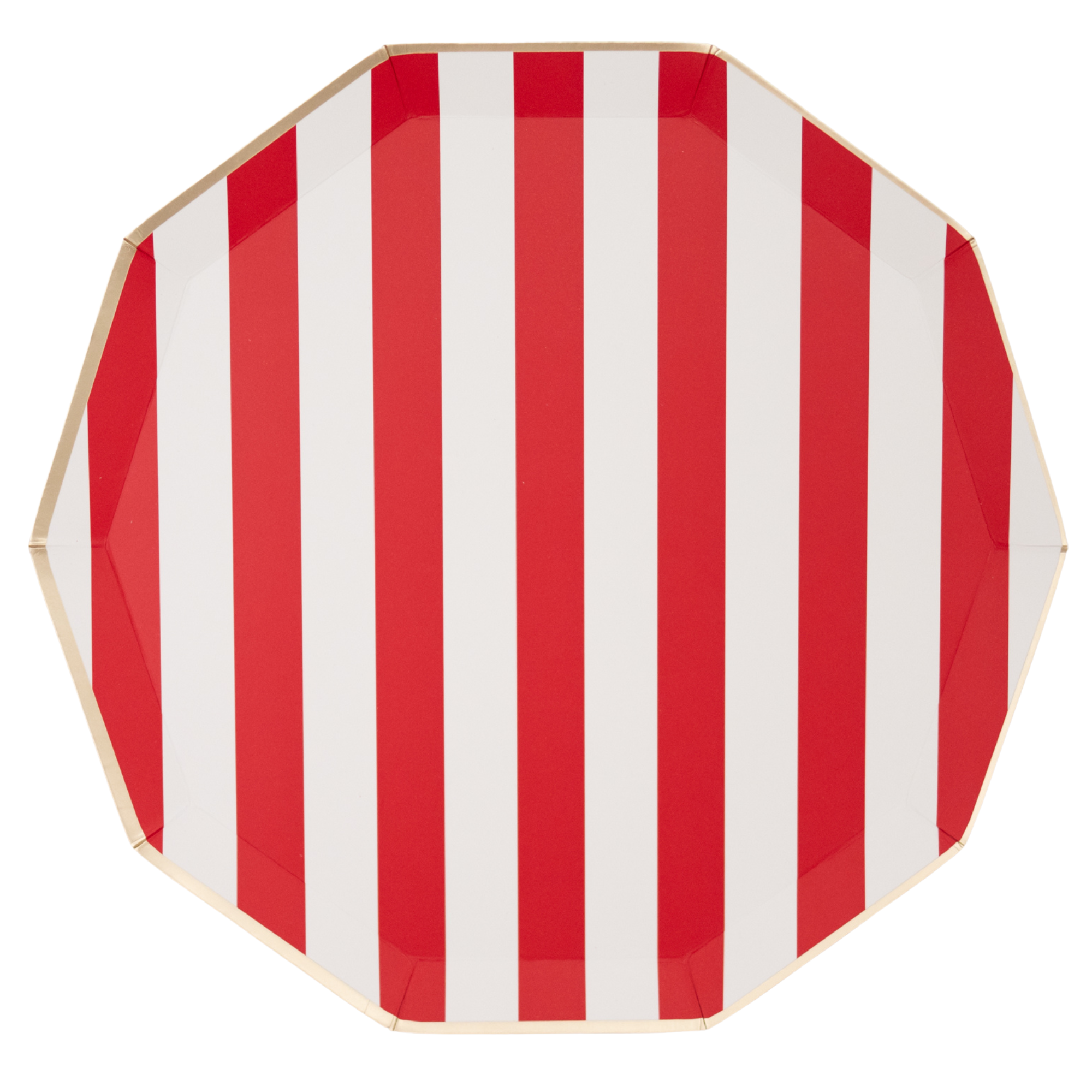 CHERRY RED SIGNATURE CABANA STRIPE PLATES - Persnickety Shop