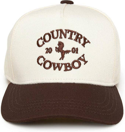 Kids/Baby Two Tone Vintage Cap: Country Cowboy - Brown/Beige: Toddler (12-24 Months)