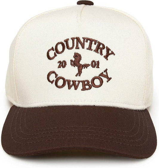 Kids/Baby Two Tone Vintage Cap: Country Cowboy - Brown/Beige: Toddler (12-24 Months)