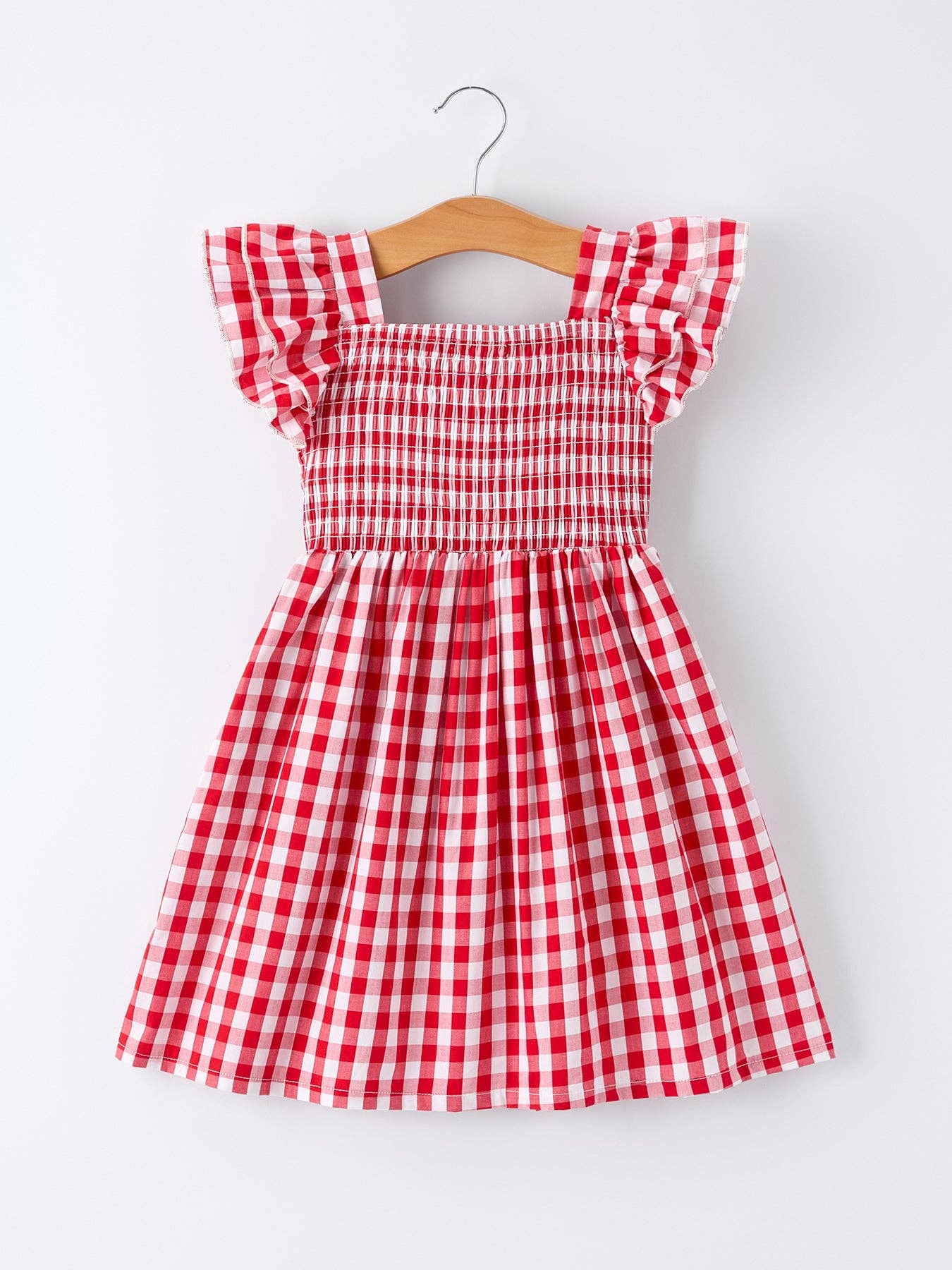 Summer Plaid Smocked Ruffle Girl Dress Sibling Outfits: 4 - Persnickety Shop