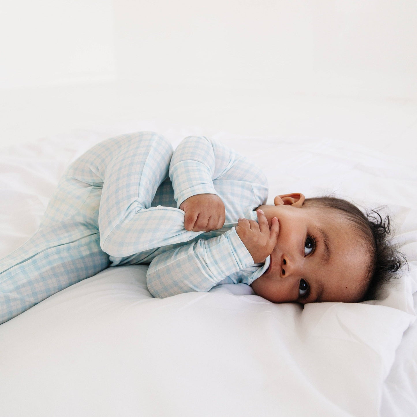 Coastal Check Bamboo Sleeper: 6-12M - Persnickety Shop
