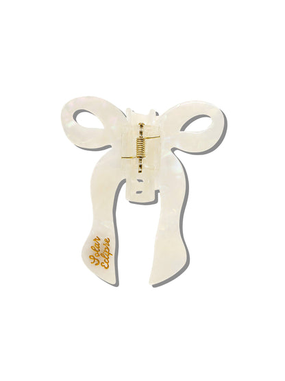 Hand-painted Coquette Bow Claw Hair Clip | Eco-Friendly: White