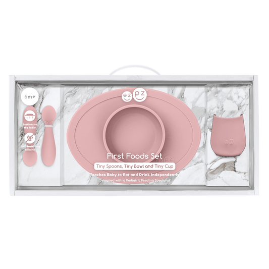 First   Foods   Set Baby-Led™ Spoons, Suction Bowl + Training Cup (Baby 4+ months): Blush