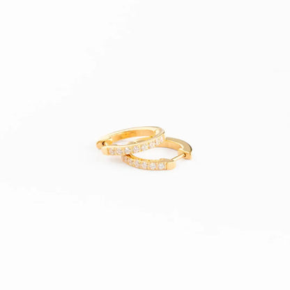 Gem Hoop Earrings - Hypoallergenic, Flat Back, Girl Gift: Silver