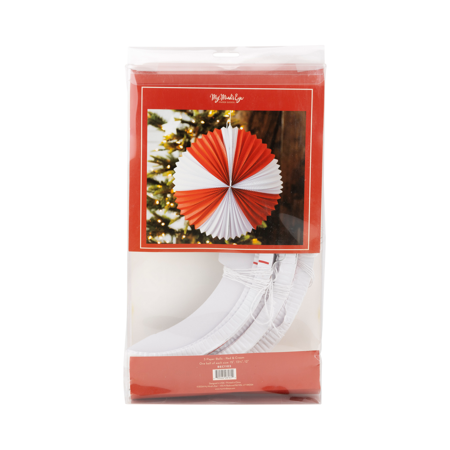 BEC1103 - Red and Cream Accordion Paper Lanterns - Persnickety Shop