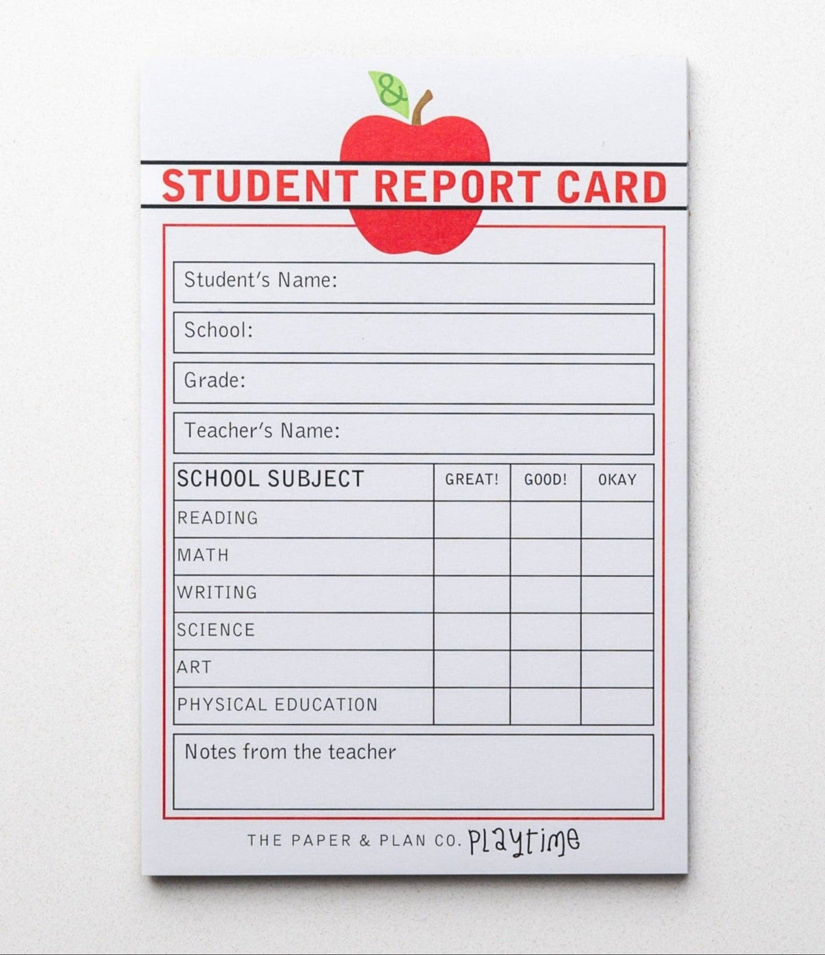 Student Report Card Playtime Pad®