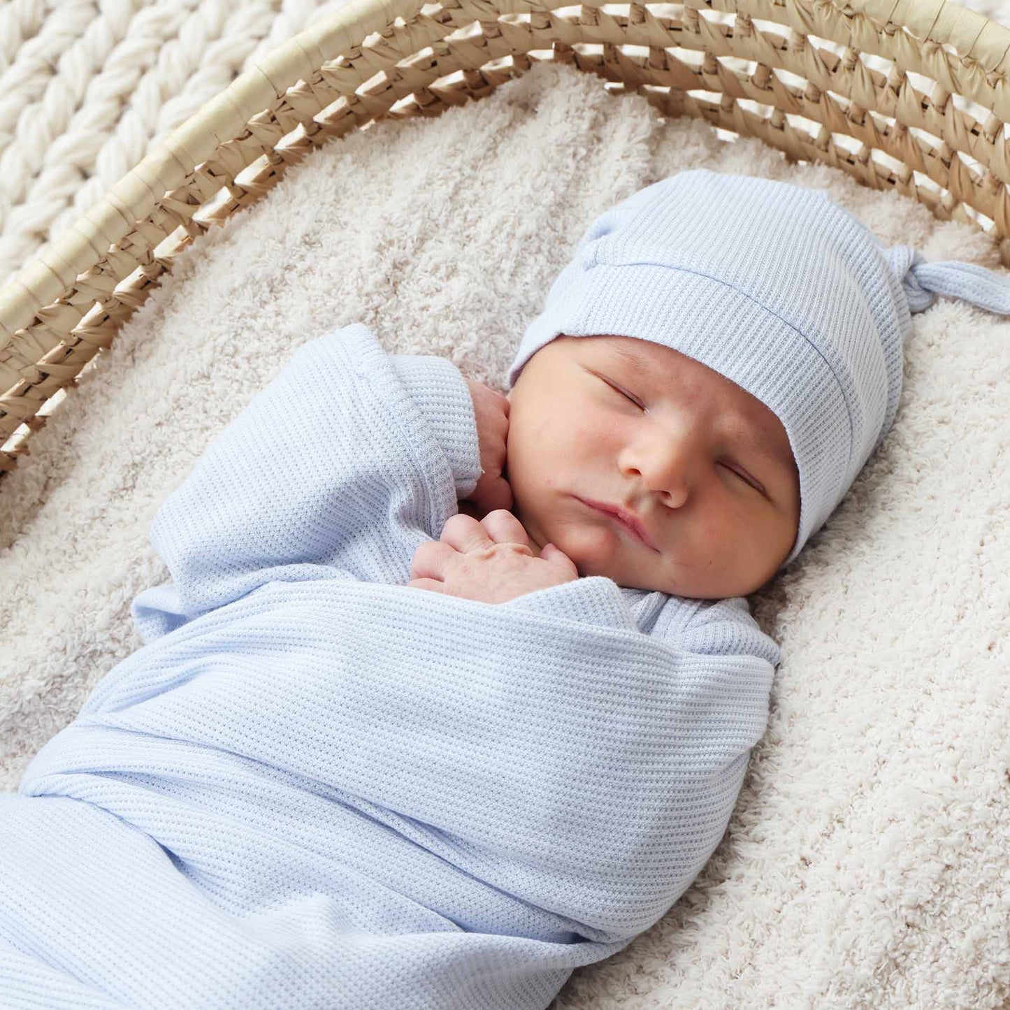 Ice Blue Bamboo Waffle Oversized Swaddle Blanket - Persnickety Shop