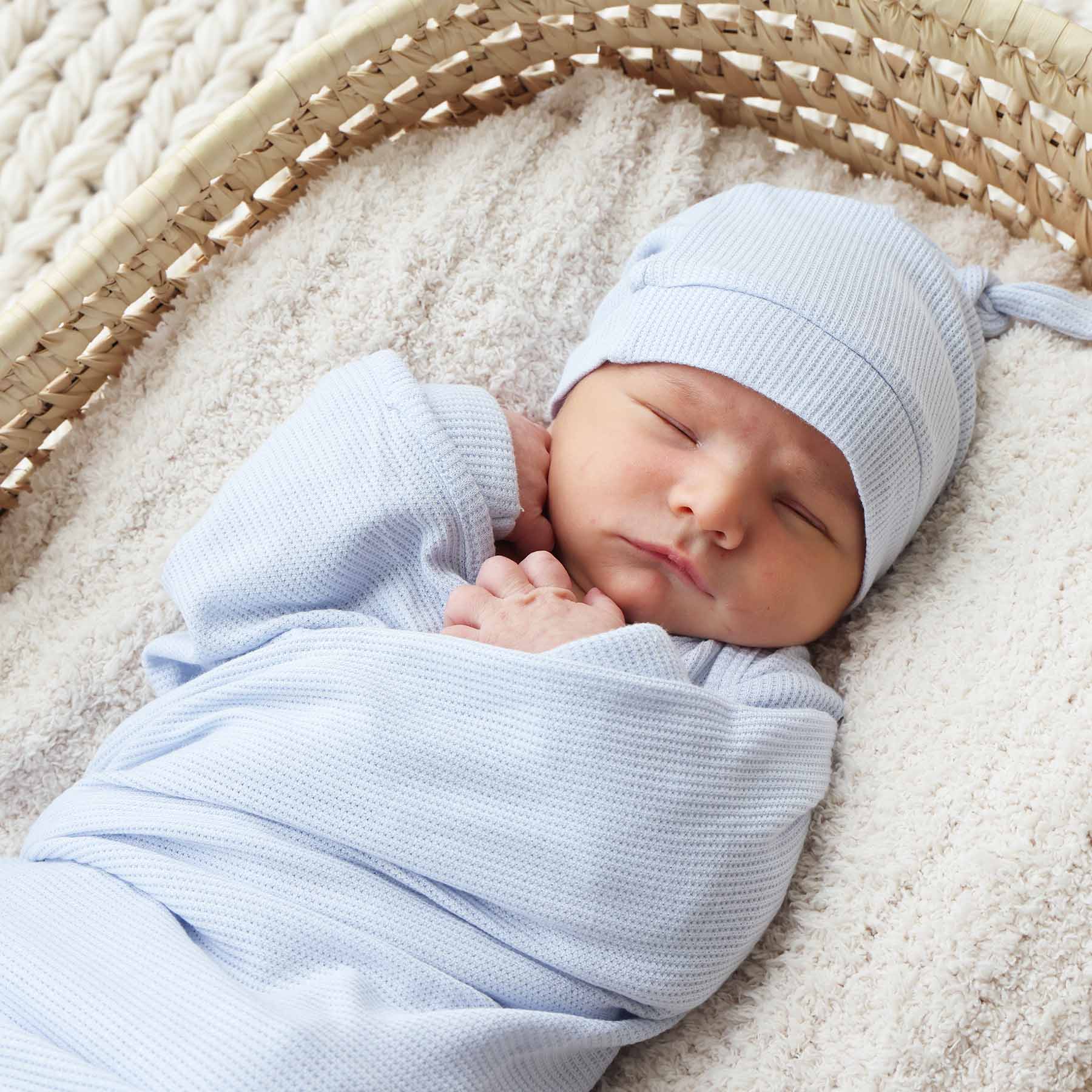 Ice Blue Bamboo Waffle Oversized Swaddle Blanket - Persnickety Shop