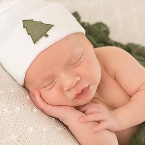 ILYBEAN WHITE CHRISTMAS TREE HOSPITAL HAT - GENDER NEUTRAL - BOY OR GIRL NEWBORN HAT - Persnickety Shop
