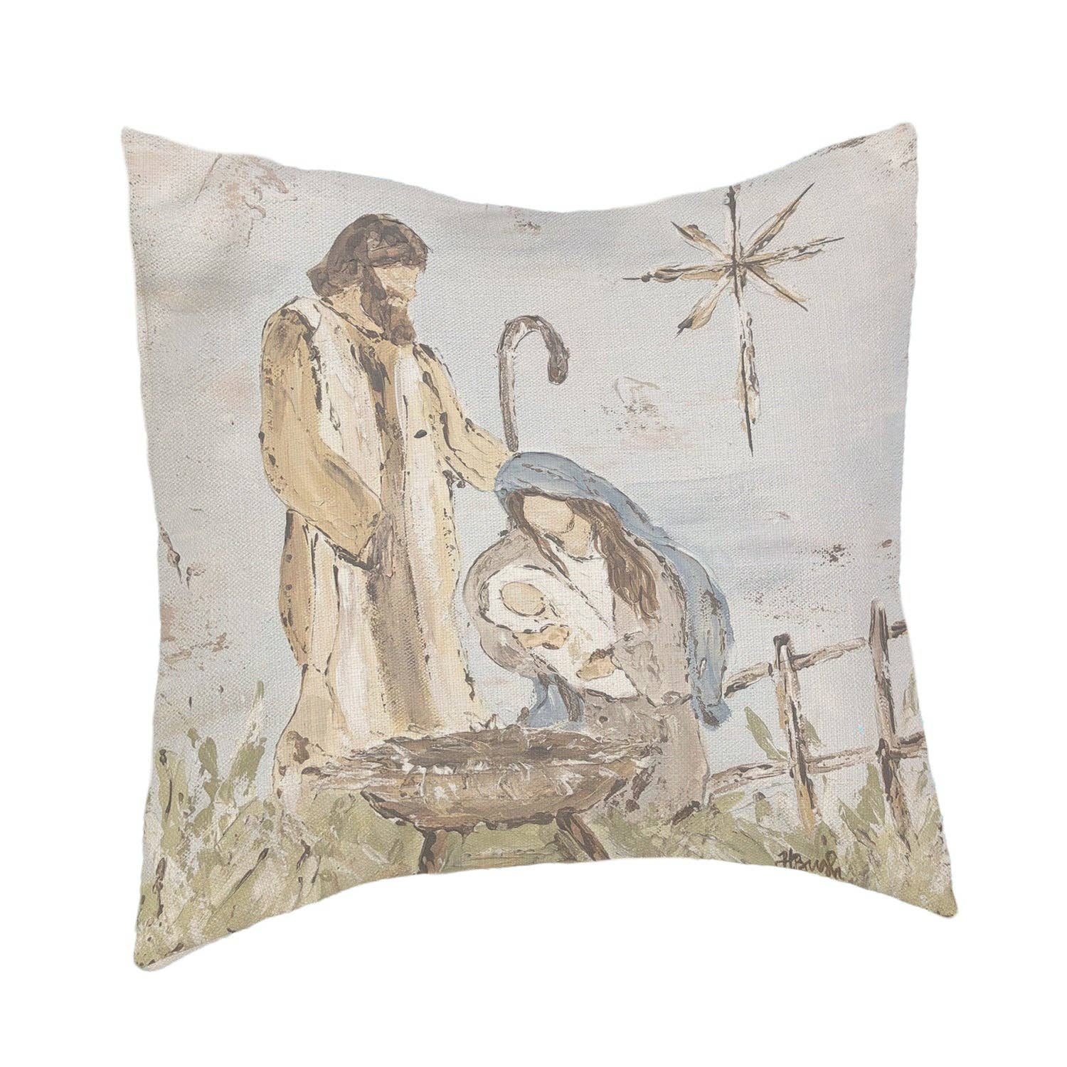 Christmas Nativity "Joseph Mary Baby" Pillow: 18"x18" / Pillow - Persnickety Shop