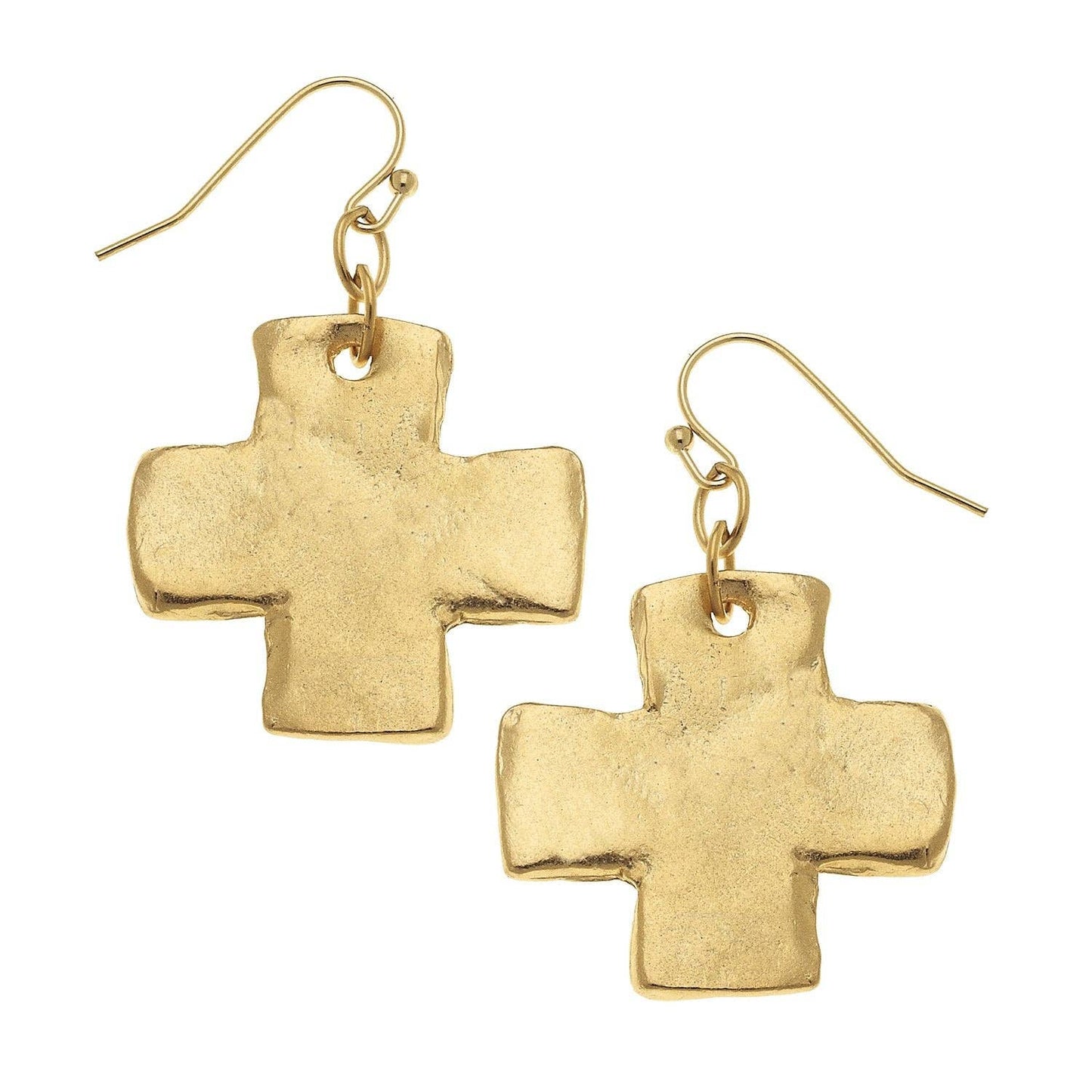 Square Cross Earrings: Gold