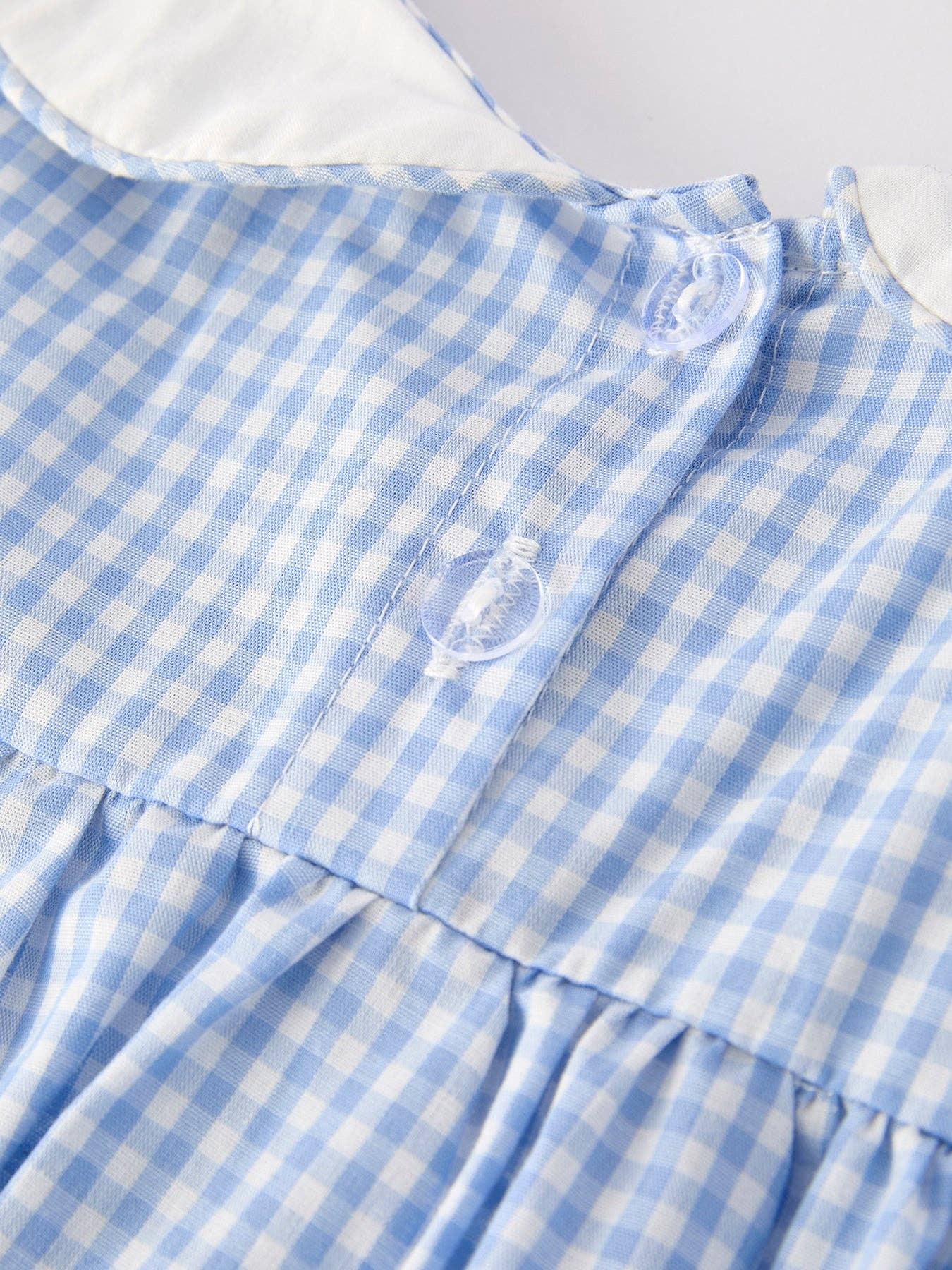 （Pre-order）Blue Rabbit Embroidery Plaid Baby Collar Dress: 7 - Persnickety Shop