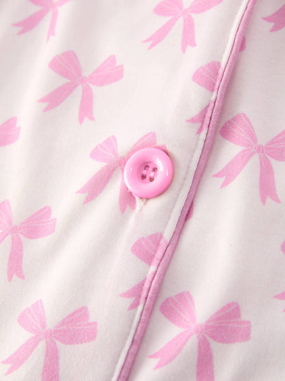 Mommy & Me Pink Bow Print Ruffle Pajama Set: 5 / KIDS - Persnickety Shop